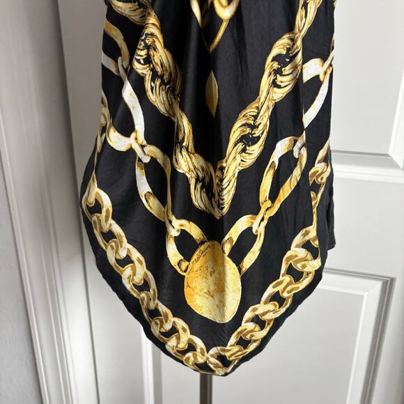 Cache Vintage Versace Style Silk Scarf Halter Top
Chain Neck Black Gold Sz M - Picture 5 of 8